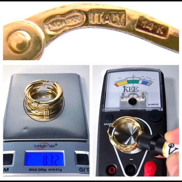 14KT DESIGNER X-LG HOOPS ~ BUTTERY RICH SOLID LUSTROUS YELLOW GOLD EARRINGS - Picture 12 of 12